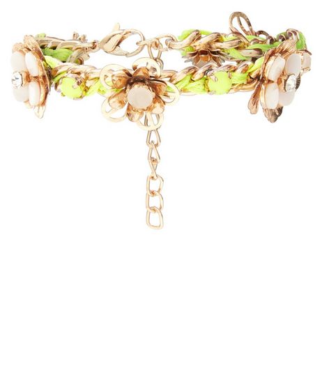 Mint Green Neon Flower Bracelet | New Look