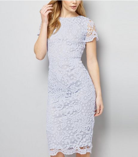 AX Paris Pale Blue Crochet Lace Midi Dress | New Look