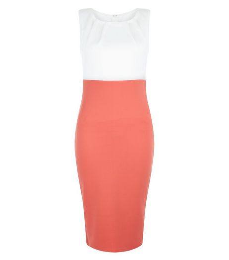 AX Paris Coral Contrast Midi Dress | New Look