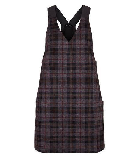 Teens Grey Check Pinafore Dress | New Look
