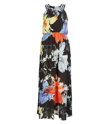 Apricot Black Floral Print Strappy Maxi Dress | New Look