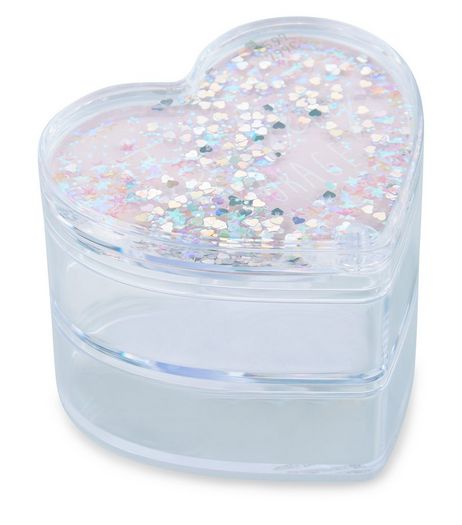 Pink Glitter Heart Shape Jewellery Pot | New Look