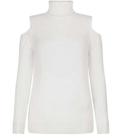 Teens Cream Cold Shoulder Funnel Neck Jumper | New Look