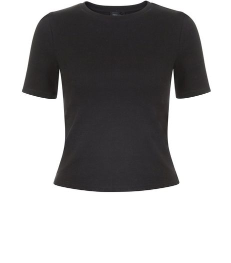 Black Ribbed T-Shirt | New Look