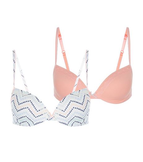 Teens 2 Pack White and Pink Underwired Bras | New Look