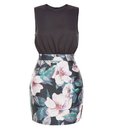 AX Paris Black Floral Print 2 in 1 Dress | New Look