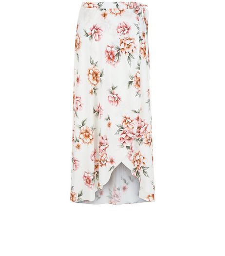 Petite White Floral Print Wrap Maxi Skirt | New Look