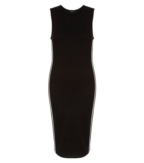Petite Black Stripe Side Bodycon Dress | New Look
