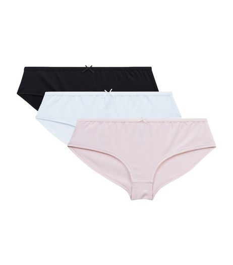 Teens 3 Pack Black White and Pink Briefs | New Look
