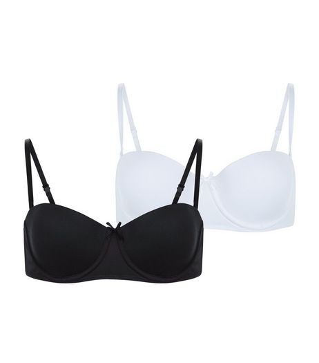Teens 2 Pack Black and White Strapless Bras | New Look