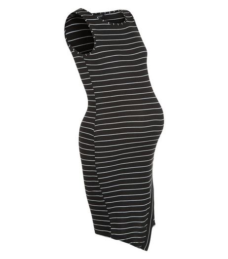 Maternity Black Stripe Wrap Sleeveless Dress | New Look