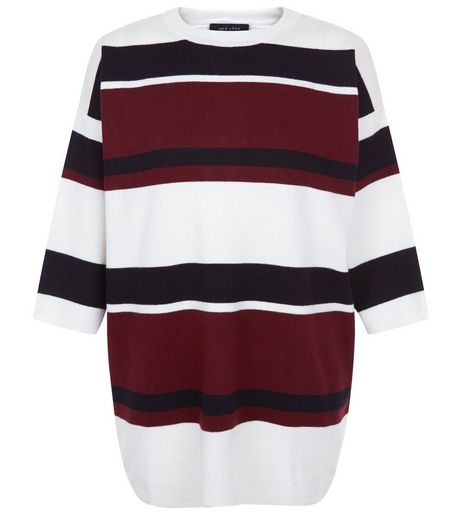 Purple Colour Block Stripe Dip Hem Knitted Top | New Look