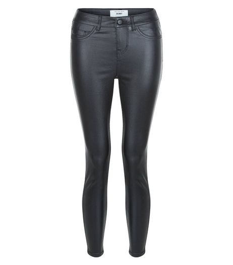 Petite Black Coated Super Skinny Jeans | New Look