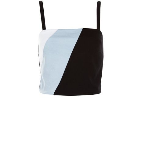 Black Colour Block Strappy Crop Top | New Look