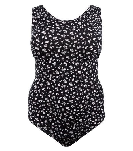 Curves Black Floral Print Bodysuit | New Look