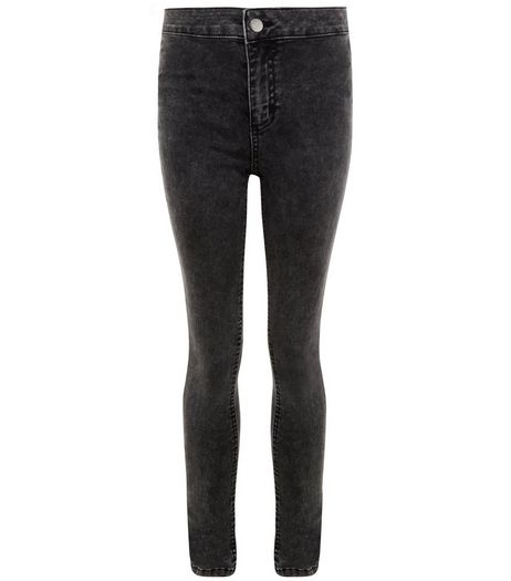 Teens Black Acid Wash High Waisted Super Skinny Jeans | New Look