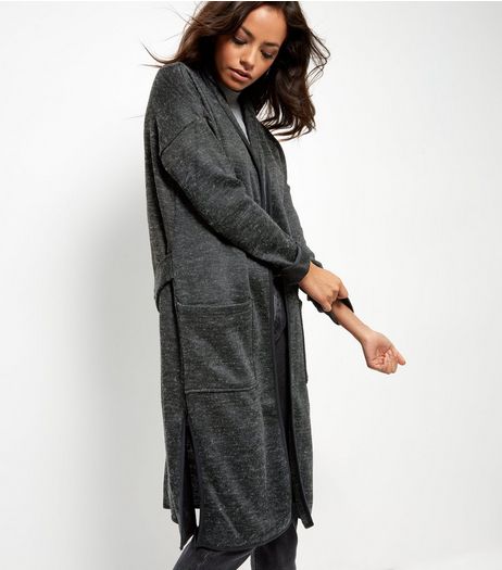 Dark Grey Longline Cardigan | New Look