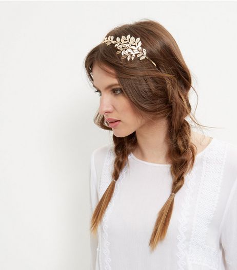 Gold Oversized Leaf Headband | New Look