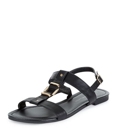 Teens Black Metal Trim Sandals | New Look