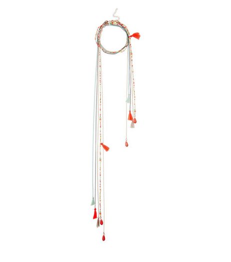 Multicoloured Beaded Tassel Necklace | New Look