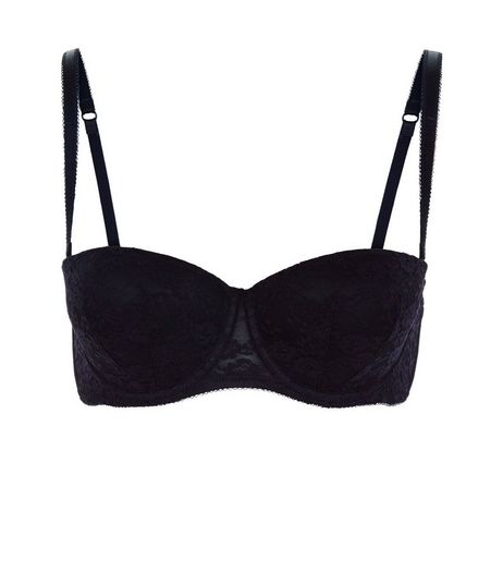Black Lace Strapless Bra | New Look