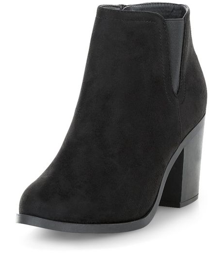 Black Suedette Block Heel Western Boots | New Look
