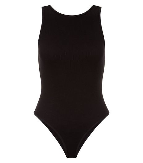 Black Ribbed Sleeveless Bodysuit | New Look