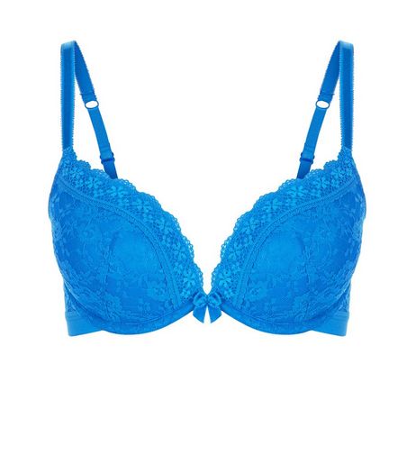 Blue Lace Push Up Bra | New Look