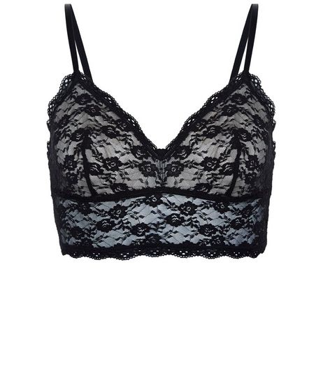 Black Lace Longline Bralet | New Look