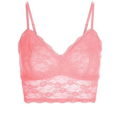 Mid Pink Lace Longline Bralet | New Look
