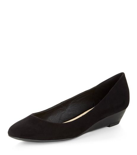 Black Comfort Suedette Wedge Pumps | New Look