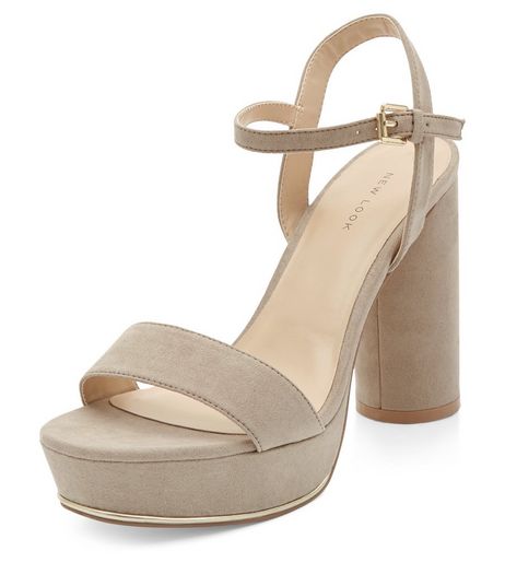 Light Brown Suedette Ankle Strap Platform Block Heels | New Look