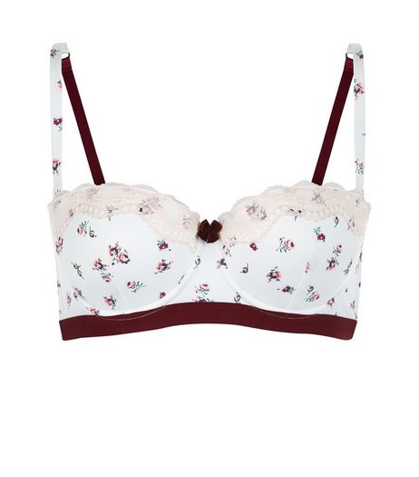 White Ditsy Floral Strapless Bra | New Look