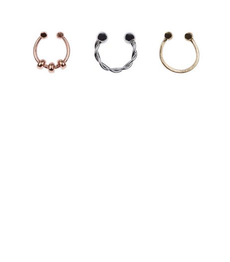 3 Pack Gold Silver and Rose Gold Septum Rings | New Look