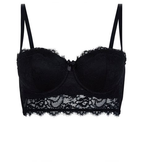 Black Lace Longline Push Up Bra | New Look