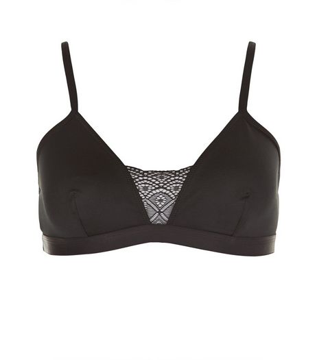 Black Lace Trim Bralet | New Look