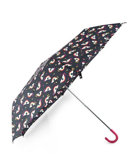 Black Rainbow Cloud Print Umbrella | New Look