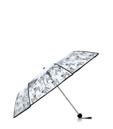 Black Pug Print Umbrella | New Look