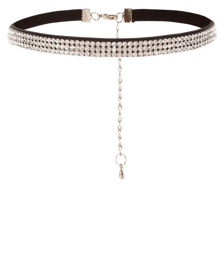 Black Diamante Embellished Choker | New Look
