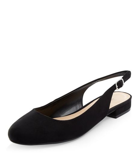 Black Suedette Sling Back Pumps | New Look