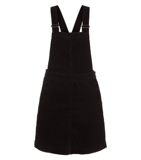 Black Cord Pinafore Dress | New Look
