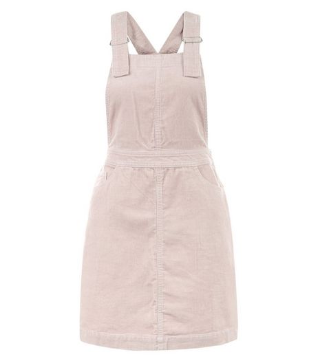 Mid Pink Cord Dungaree Pinafore Dress | New Look