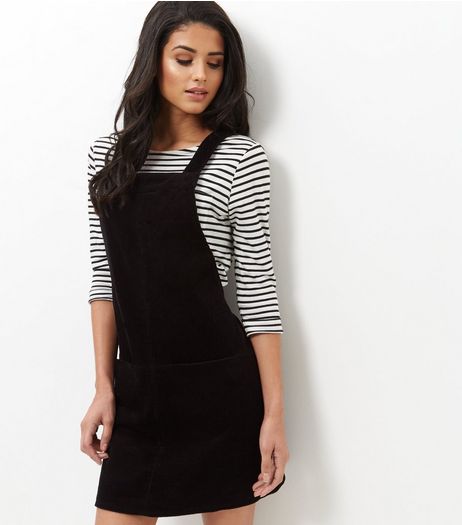 Black Cord Pinafore Dress | New Look