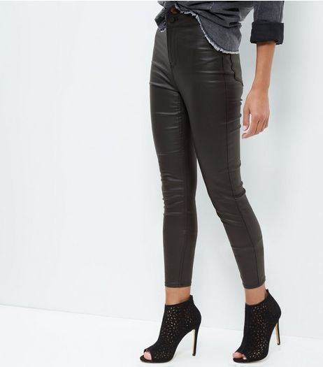 Black Coated High Waisted Super Skinny Jeans | New Look