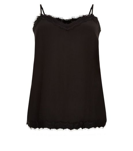 Curves Black Lace Trim Cami | New Look