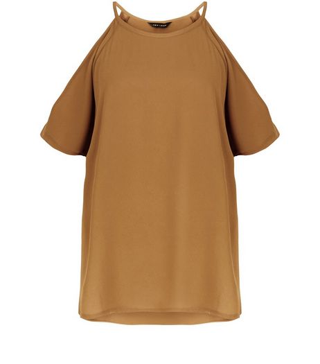 Olive Green Woven Cold Shoulder Top | New Look