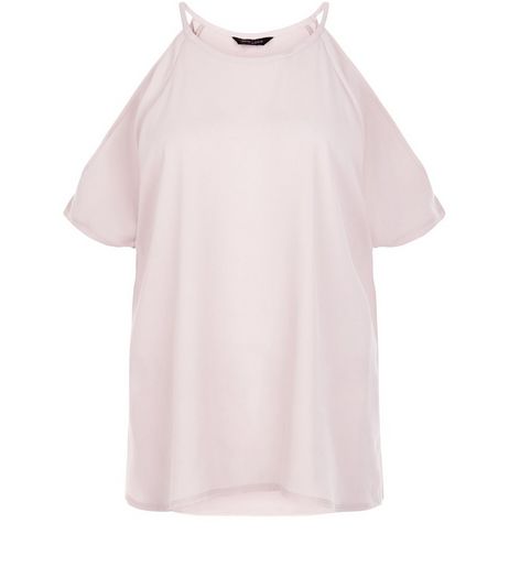 Mid Pink Woven Cold Shoulder Top | New Look