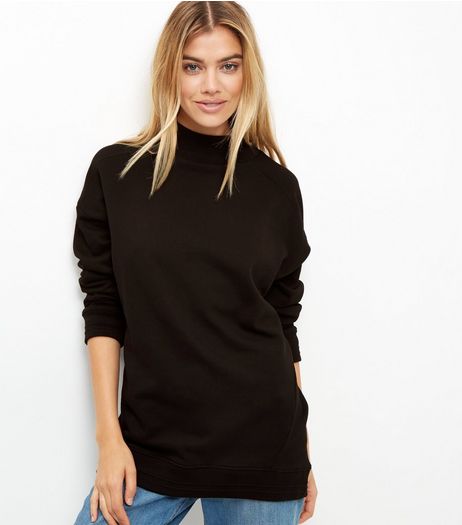 Black Turtle Neck Longline Sweater | New Look