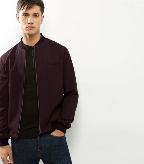 Burgundy Tailored Bomber Jacket | New Look