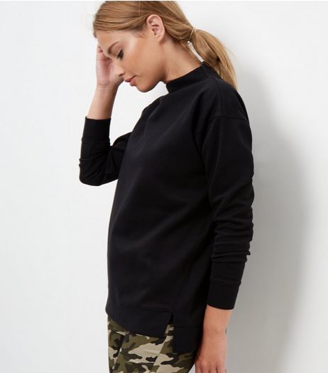 Black Zip Back Sweater | New Look